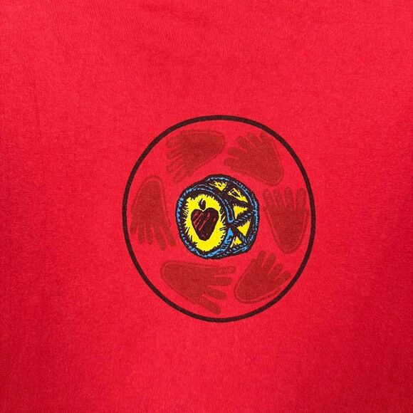 VTG Carlos Santana 2002 Michael Roman River of Colors Hand Y2K Red T-Shirt - L - Picture 6 of 7